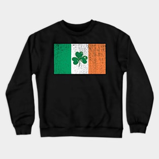Distressed Ireland Flag Cute Irish Shamrock Saint Patricks Day Crewneck Sweatshirt